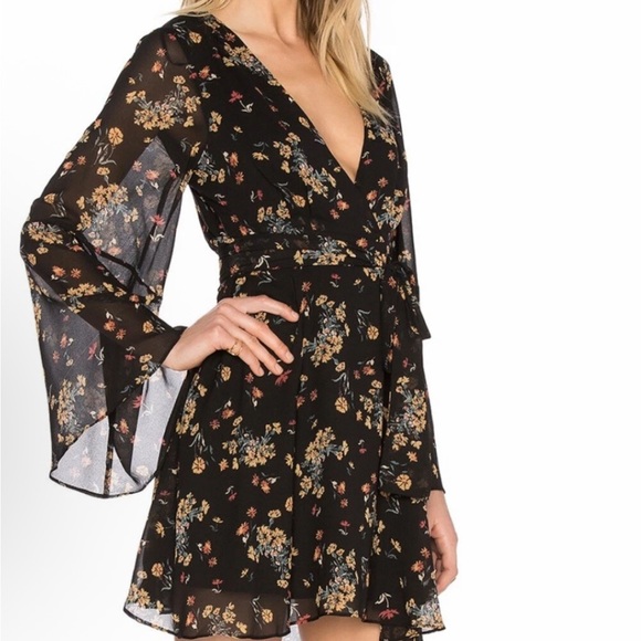 Free People Black Floral Long Sleeve Dress - Picture 2 of 3